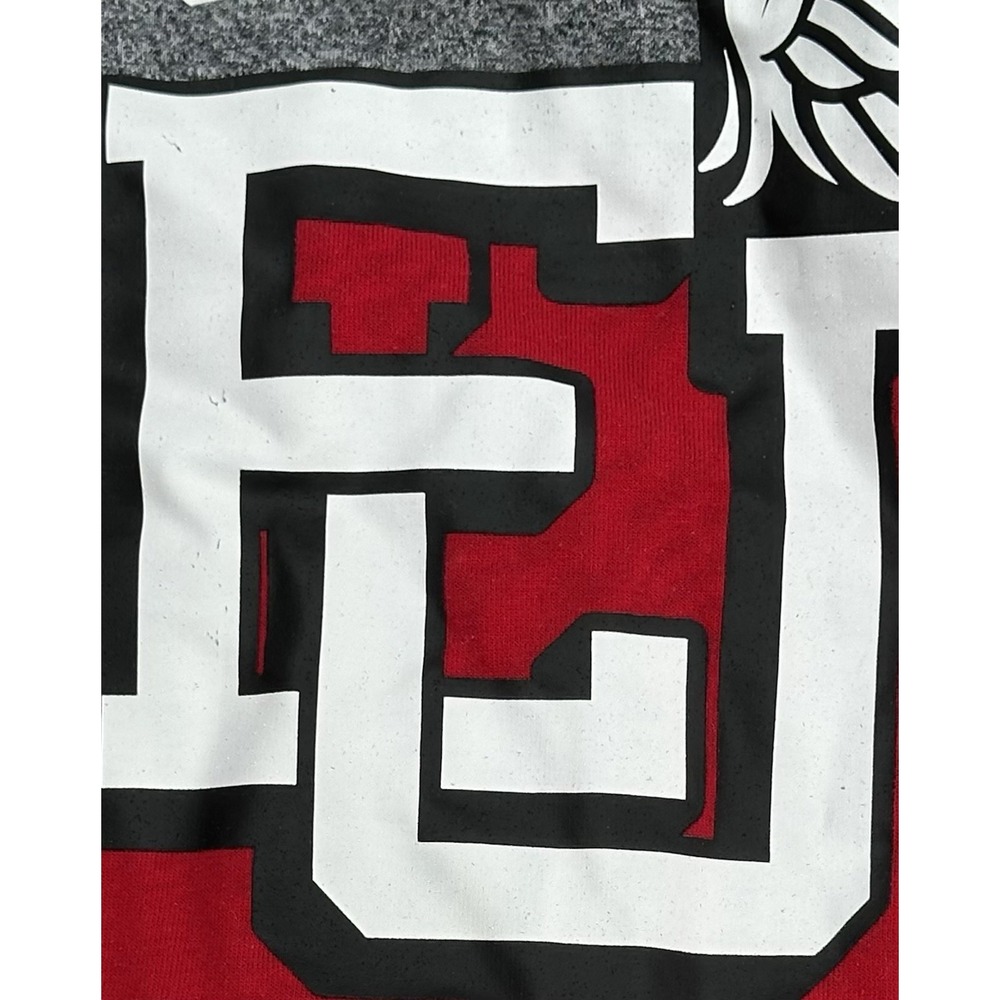 Ecko Unltd Mens Graphic T-Shirt Red Gray Striped FU Logo Y2K Streetwear 1972 - Picture 6 of 13